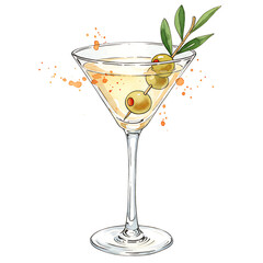 Martini Cocktail with Olives