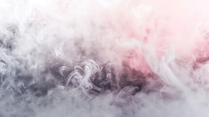 Soft Gray and Pink Smoke Haze Texture Overlay on White Background -