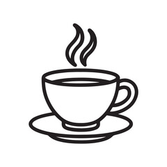 Tea Cup Outline Vector Icon on White Background