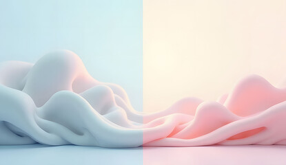 Abstract Pastel Shapes on Split Background top view
