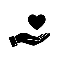 Hand Holding Heart Love Icon Isolated