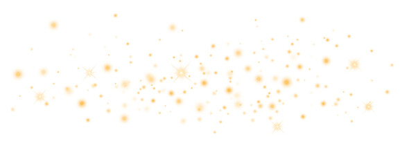 Gold bokeh lights isolated. PNG background with gold sparkles	