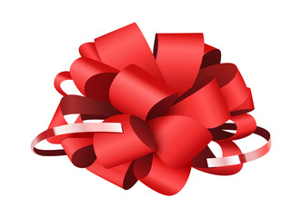 Red bow isolated on transparent background