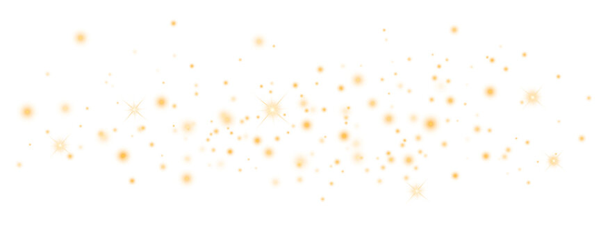 Gold bokeh lights isolated. PNG background with gold sparkles	