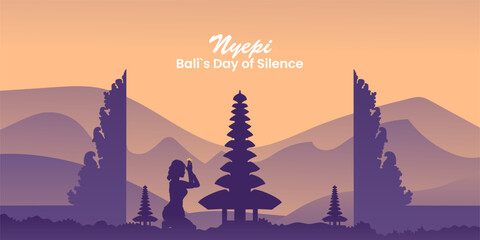 vector posters for Nyepi holiday greetings for social media poster © Tiang Gawang
