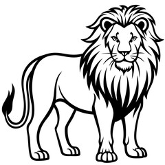 Obraz premium Majestic lion standing proudly with a full mane silhouette