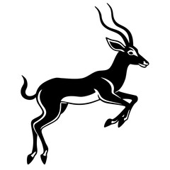 Obraz premium Graceful gazelle leaping in a dynamic black silhouette