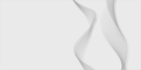 Gray geometric pattern vector illustration. Abstract waves on the white background.  Wave with lines created using blend tool. Curved wavy line, smooth stripe. Abstract background soft gradient color 