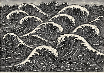 Engraved Ocean Waves Pattern