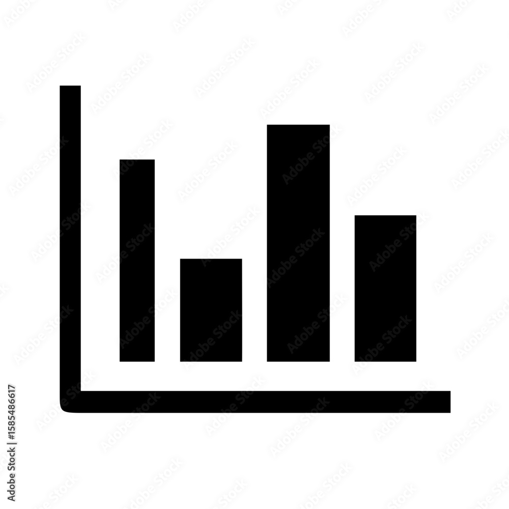 Poster minimalist solid-shape icon of a bar graph is perfect for business websites, data analysis blogs, or
