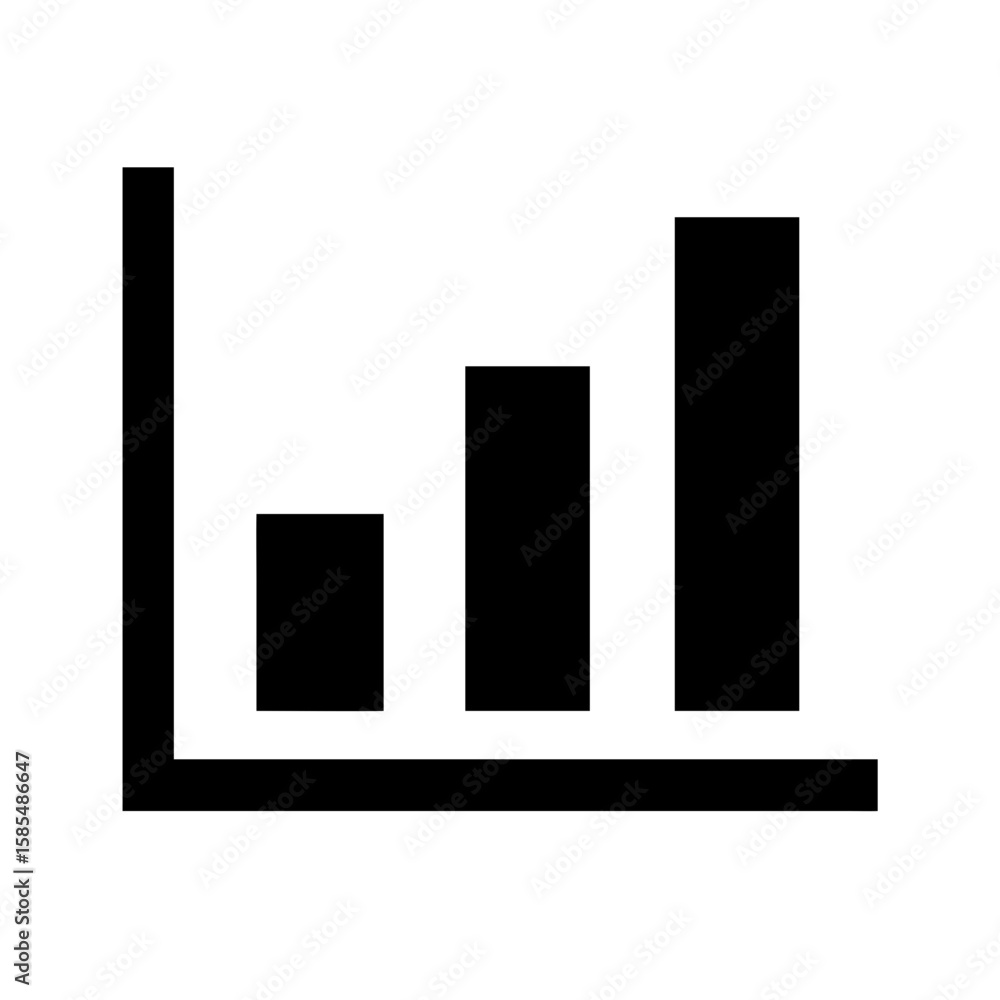 Poster minimalist solid-shape icon of a bar graph is perfect for business websites, data analysis blogs, or