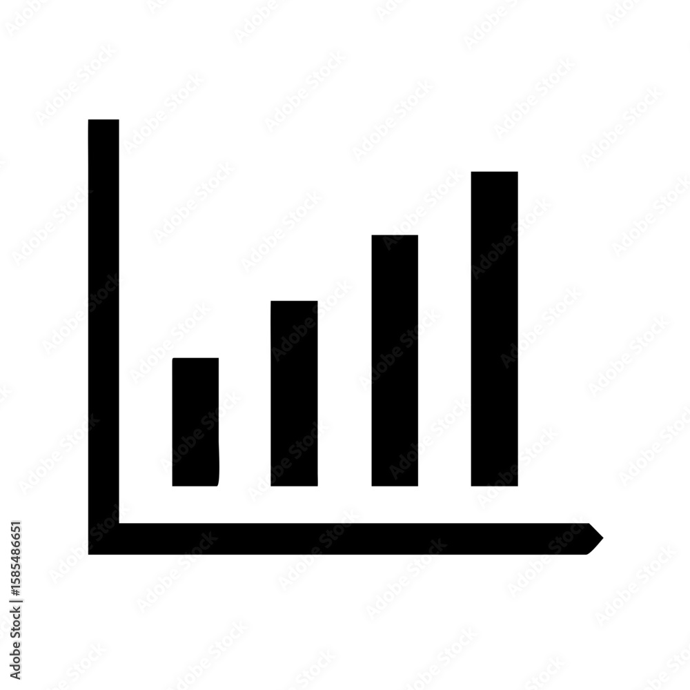 Poster minimalist solid-shape icon of a bar graph is perfect for business websites, data analysis blogs, or