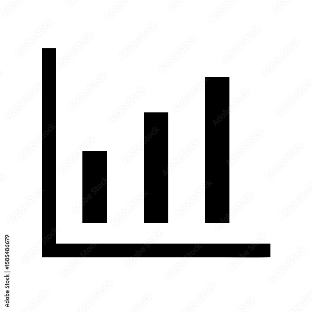 Poster minimalist solid-shape icon of a bar graph is perfect for business websites, data analysis blogs, or