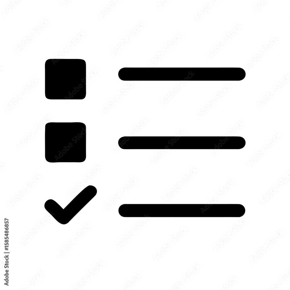 Aufkleber a minimalist icon of a checklist with a completed item. this solid-fill icon is ideal for websites o
