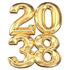Number Gold Fore New Year 3D Render