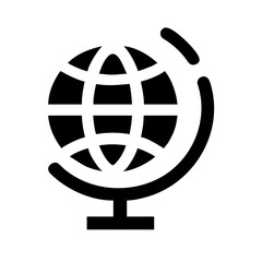 bold line-art icon of a globe is perfect for websites or blogs about global issues, travel, international business, or education.