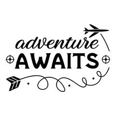 Typography Design – Camping Typography T-shirt Design, Adventure Awaits