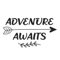 Typography Design – Camping Typography T-shirt Design, Adventure Awaits
