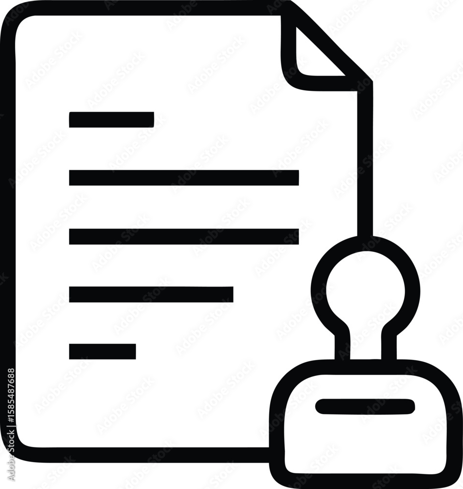 Poster document with text lines and stamp in simple outline style vector