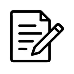 black outline document with a pencil icon is ideal for writing blogs, content creation websites, or digital form applications