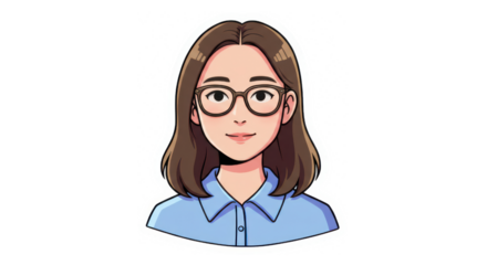 Smiling Woman with Glasses Cartoon Avatar