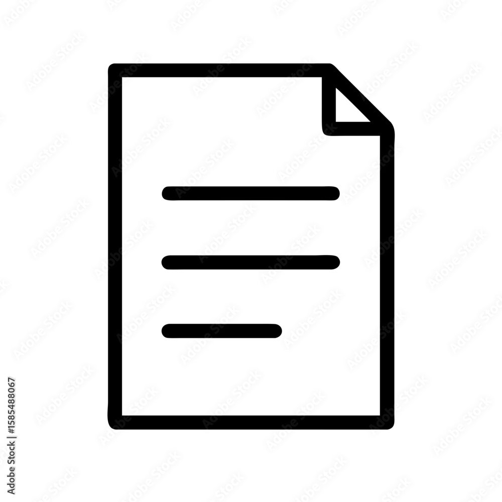 Fototapete simple outline icon of a document with text lines and a folded corner, ideal for websites or blogs r