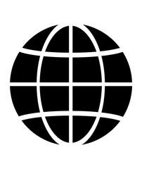 Minimalist Black Globe Icon Representing Global Connectivity