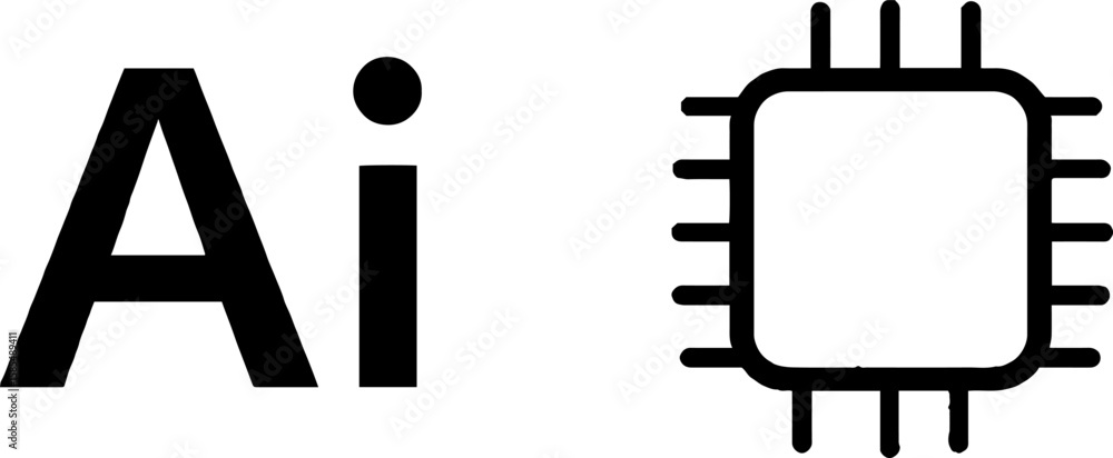Poster engraved tech concept with ai and glowing chip design elements