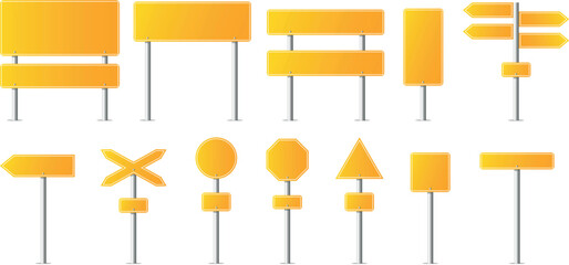 Realistic road traffic sign template set 