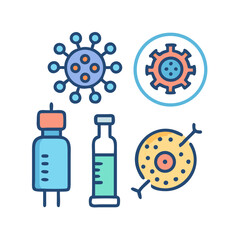 monkey pox icon bundle viruses and vaccine