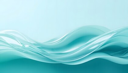 Abstract teal flowing shapes on a light teal background