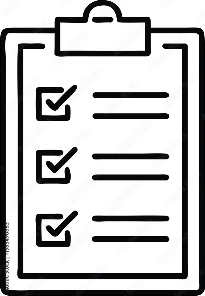 Poster doodle style clipboard with checklist illustration for and web design projects