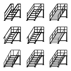 Industrial staircases with railings stairs metal