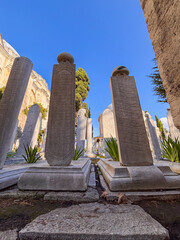 Ancient Ottoman Gravestones with Carved Turbans in a Historic Istanbul Cemetery
