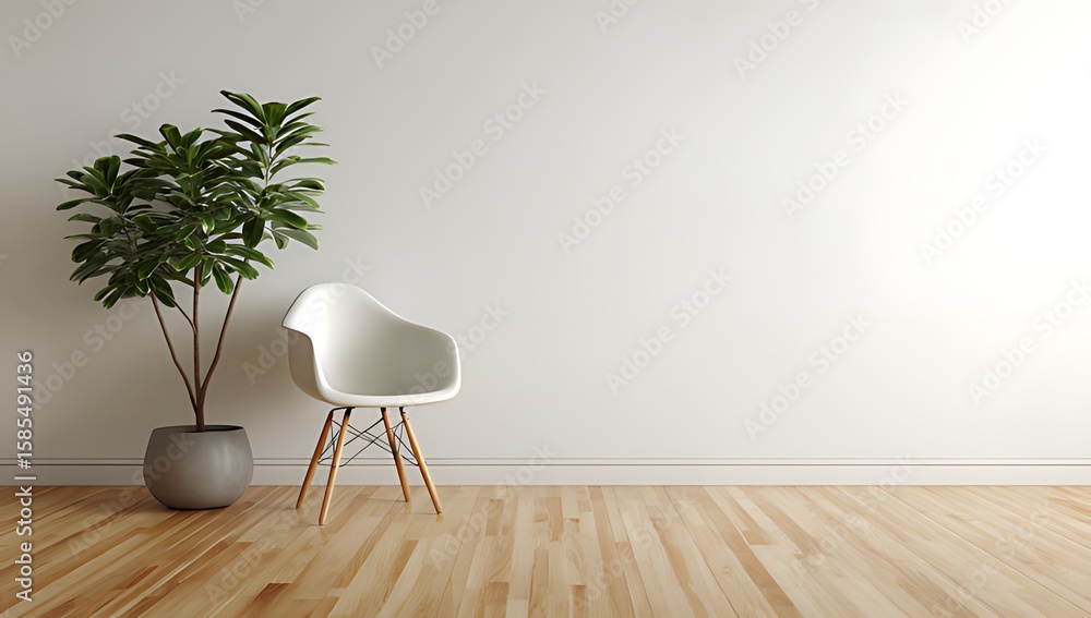 Fototapete Modern Spiral Staircase in a Minimalist White Architectural Space, A captivating image of a smooth, elegant spiral staircase ascending within a minimalist, white architectural setting.