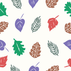 Obraz premium Colorful Seamless Leaf Pattern Vector Design