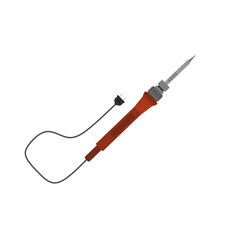 soldering iron flat design vector illustration for Electronic Repair and DIY Projects. station temperature, lead rosin, electric tool desolder soldering iron sign.