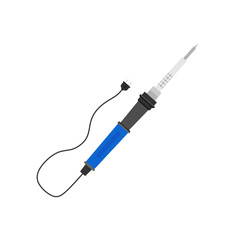 soldering iron flat design vector illustration for Electronic Repair and DIY Projects. station temperature, lead rosin, electric tool desolder soldering iron sign.