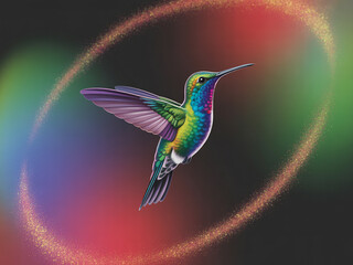 Fototapeta premium Vibrant hummingbird with iridescent feathers and colorful aura image