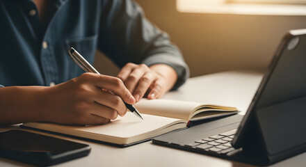 Productivity Setup with Agenda and Modern Gadgets