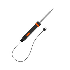 soldering iron flat design vector illustration for Electronic Repair and DIY Projects. station temperature, lead rosin, electric tool desolder soldering iron sign.
