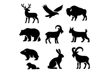 Wildlife silhouettes: majestic animals in minimalistic black design