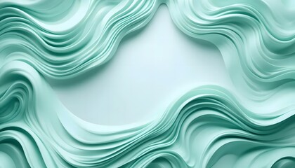 Abstract mint green wavy shapes frame a light background