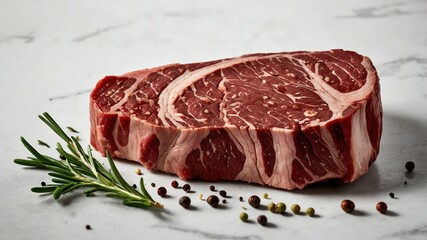 Fototapeta premium Raw Chuck Roast Beef Ready for Cooking with Rosemary and Pepper