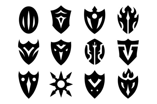 Silhouette fantasy shields collection: medieval and mythical designs