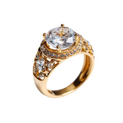 Gold ring jewelry isolated on a transparent background, in a PNG format