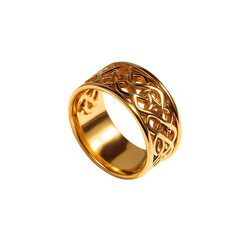 Gold ring jewelry isolated on a transparent background, in a PNG format