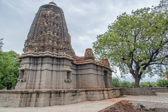 Mallikarjun Temple, dedicated to Shiva, 13th century Hemadpant architecture, Situated on the right bank of the river Karha, Loni Bhapkar, Morgaon, Maharashtra, India.