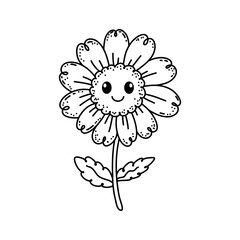 Doodle illustration of a flower with a smiling face