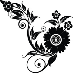 Soft Floral Curl In The Upper Right Corner Silhoue